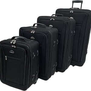 اميريكان فلاير مجموعة شنط سفر من بروكلين مكونة من 4 قطع، لون اسود, أسود, طقم حقائب سفر بروكلين مكون من 4 قطع، بوليستر