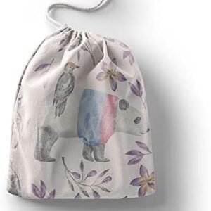 بوناميزون شنطة منتجات قطنية مطبوعة مع رباط، شنطة بقالة قابلة لاعادة الاستخدام، اكياس صديقة للبيئة وقابلة للتحلل البيولوجي، شنطة سفر، شنط تسوق، صديقة للبيئة، قابلة للطي، المقاس: 12×15 سم، لوحة قماشية