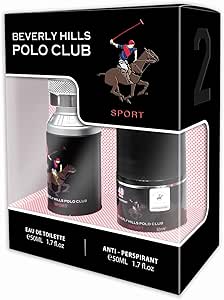 طقم هدايا مكون من عطر سبورت نمبر 2 او دي تواليت للرجال بسعة 50 مل مع مزيل عرق براس دوار بيفرلي هيلز بولو كلوب