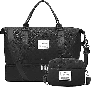 شنطة سفر لعطلة نهاية الاسبوع للنساء من نالاكال دفل محمولة طوال الليل مع جيب للحذاء كبيرة لصالة الالعاب الرياضية ادوات الزينة شنط مستشفى للعمل والولادة اسود