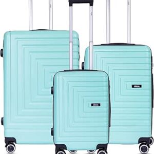 مجموعة شنط سفر للحج مكونة من 3 قطع ام ان يو كيه | عربة بمقبض ناعم صلب مع قفل عالمي | عجلات مزدوجة 360 درجة | مقصورة - 20 انش M - 24 L - 28 | اخضر