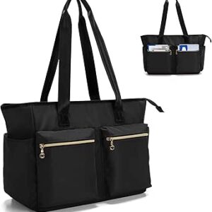 داميرو شنطة للمعلم، شنطة توت للمعلمين مع سحاب علوي وحافظة مبطنة للابتوب حتى 15.6 انش للمدرسة والمكتب والعمل - اسود, أسود, L, حقيبة توت