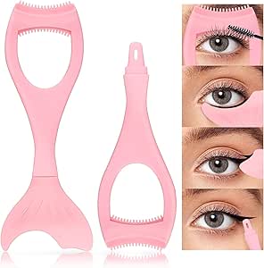 غوودرن واقي ماسكارا 3 في 1، واقي ماسكارا من السيليكون بتصميم حورية البحر، اداة مساعدة قابلة لاعادة الاستخدام والفصل، اداة مكياج العين سريعة الكسولة - زهري