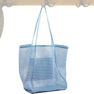شنطة شبكية من اتش سي اتش كيه ام ام اي لالعاب الشاطئ، شنطة شاطئ شبكية كبيرة، شنطة كتف صيفية خفيفة الوزن مقاومة للرمل، شنطة حمل كبيرة لحمام السباحة والسفر والعطلات (اللون: ازرق سماوي، المقاس: 1)