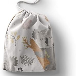 بوناميزون شنطة منتجات قطنية مطبوعة مع رباط، شنطة بقالة قابلة لاعادة الاستخدام، اكياس صديقة للبيئة وقابلة للتحلل البيولوجي، شنطة سفر، شنط تسوق، صديقة للبيئة، قابلة للطي، المقاس: 20×30 سم، قماش