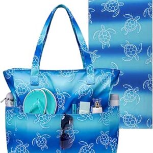 شنطة حمل كبيرة الحجم مقاومة للماء للشاطئ وحمام السباحة للنساء والسيدات، شنطة حمل كبيرة جدًا لصالة الالعاب الرياضية مع مساحة تخزين رطبة للسفر في عطلة نهاية الاسبوع