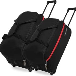 لافي سبورت شنطة دفل بعجلات للسفر من لينو | شنطة امتعة بعجلتين | شنطة سفر مع عربة، لون اسود، 53 + 63 سم, أسود, مجموعة من 2، البوليستر