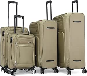 جيوردانو مجموعة شنط سفر بعجلات ناعمة، 4 قطع، بيج، Xl-32/L-28 / M-24 / S-20، 25/1660529/4Tr, بيج، بولي كربونات (PC)