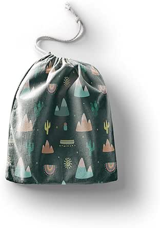 بوناميزون شنطة منتجات قطنية مطبوعة مع رباط، شنطة بقالة قابلة لاعادة الاستخدام، اكياس صديقة للبيئة وقابلة للتحلل البيولوجي، شنطة سفر، شنط تسوق، صديقة للبيئة، قابلة للطي، المقاس: 20×30 سم، قماش