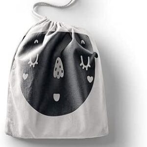 بوناميزون شنطة منتجات قطنية مطبوعة مع رباط، شنطة بقالة قابلة لاعادة الاستخدام، اكياس صديقة للبيئة وقابلة للتحلل البيولوجي، شنطة سفر، شنط تسوق، صديقة للبيئة، قابلة للطي، المقاس: 12×15 سم