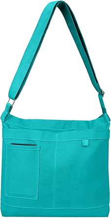 حقيبة حمل قماشية نسائية مع سحاب، حقيبة كتف قماشية كبيرة الحجم قابلة لإعادة الاستخدام حقيبة كتف للبقالة للبنات, ليك بلو, L