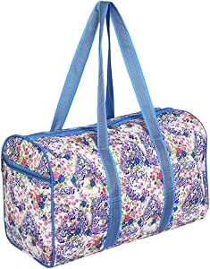 حقائب دفل مقاومة للماء من موسبين 18 انش مطبوعة بالزهور للسفر للنساء والرجال خفيفة الوزن للامتعة وصالة الالعاب الرياضية, أزرق, M, حقيبة سفر، نايلون