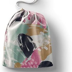 بوناميزون شنطة منتجات قطنية مطبوعة مع رباط، شنطة بقالة قابلة لاعادة الاستخدام، اكياس صديقة للبيئة وقابلة للتحلل البيولوجي، شنطة سفر، شنط تسوق، صديقة للبيئة، قابلة للطي، المقاس: 12×15 سم