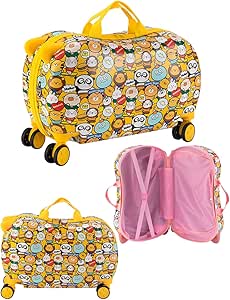 شنطة سفر للاطفال من جيه سي بي شيك بعجلات مقاس 17 انش مع عجلات دوارة يد لطيفة وخفيفة الوزن للسفر والرحلات والعودة للوطن XLX-023-اصفر أكريلونيتريل بوتادين ستايرين ABS XLX-023-أصفر