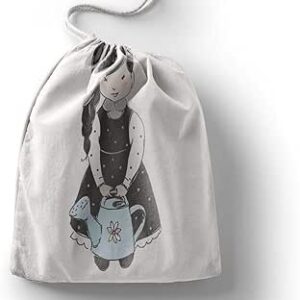 بوناميزون شنطة منتجات قطنية مطبوعة مع رباط، شنطة بقالة قابلة لاعادة الاستخدام، اكياس صديقة للبيئة وقابلة للتحلل البيولوجي، شنطة سفر، شنط تسوق، صديقة للبيئة، قابلة للطي، المقاس: 12×15 سم، قماش