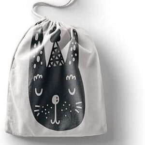 بوناميزون شنطة منتجات قطنية مطبوعة مع رباط، شنطة بقالة قابلة لاعادة الاستخدام، اكياس صديقة للبيئة وقابلة للتحلل البيولوجي، شنطة سفر، شنط تسوق، صديقة للبيئة، قابلة للطي، المقاس: 20×30 سم، لوحة قماشية