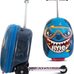 شنطة سفر قابلة للطي للأطفال من فلايت - هيكل صلب للركوب مع عجلات 2 في 1 مقاس 46 سم سعة 25 لتر