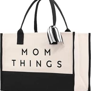 VANESSA ROSELLA Mom Cotton Canvas Tote Bag New Mama Gift Best Mom Ever Bag Dog Mom Tote Shopping