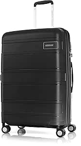 شنطة سفر ليتفلو كبيرة بعجلات دوارة وهيكل صلب مقاس 82 سم من امريكان توريستر لون اسود مع نظام الحماية TSA أسود Cm