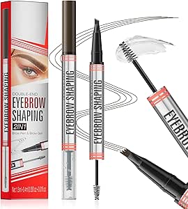 قلم حواجب مايكرو بليدينغ مزدوج الاطراف من نالاكال مع راس 4 شوكة وجل اغلاق للحواجب، يتضمن فرشاة حواجب للحصول على حواجب بمظهر طبيعي بدون مجهود (بني داكن)