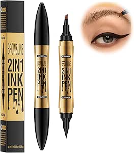 قلم حواجب مايكرو بليدينج من ويسفنلي، قلم حواجب سحري 2 في 1 ثلاثي الأبعاد مقاوم للماء، قلم تحديد عيون طبيعي للنساء مع 4 أطراف شوكة