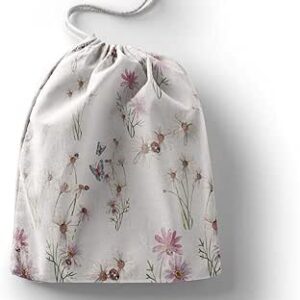 بوناميزون شنطة منتجات قطنية مطبوعة مع رباط، شنطة بقالة قابلة لاعادة الاستخدام، اكياس صديقة للبيئة وقابلة للتحلل البيولوجي، شنطة سفر، شنط تسوق، صديقة للبيئة، قابلة للطي، المقاس: 20×30 سم، قماش