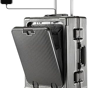 سيمكات شنطة سفر متعددة الاستخدامات، شنطة سفر بجيب امامي بسحاب، هيكل صلب من البولي كربونات خفيفة الوزن معتمدة من شركات الطيران مع حامل اكواب، منفذ USB، قفل تي اس ايه، عجلات صامتة