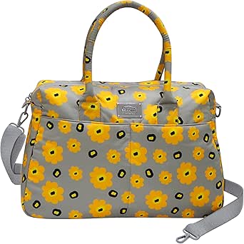 حقيبة سفر قماشية للسفر من بلانيت ليني طوكيو بطبعة زهور الخشخاش الصفراء