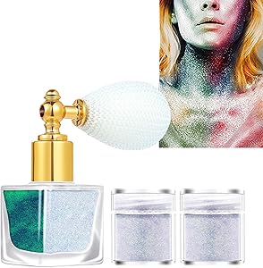 روز فلور بخاخ جليتر للشعر والجسم، بخاخ بودرة هايلايتر، مستحضرات التجميل، لامع، بودرة سائبة، بخاخ لامع للحفلات والعروض وحفلات الزفاف، هدية رقم 4