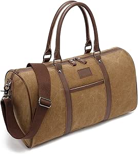 اوجور حقيبة عطلة نهاية الاسبوع للنساء والرجال مصنوعة من القماش تحمل على حقائب دافل للسفر/الليل/التخييم/المستشفى (بني)