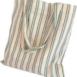 شنطة قماشية مخططة من ديليكسوان، شنط كتف قماشية للنساء، شنط يد كاجوال رترو، شنط توت للسفر قابلة لاعادة الاستخدام للبقالة والتسوق، شنطة كتف للاستخدام اليومي للعمل، أخضر