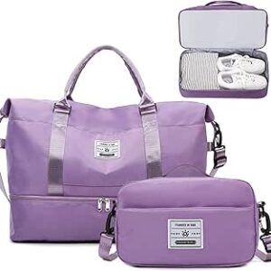 شنطة سفر رياضية مقاومة للماء من جيه اكس سي تي ان ان يو، شنطة دفل لعطلة نهاية الاسبوع مع جيب للاحذية وجيب رطب للنساء والرجال للعطلات والتسوق والرياضة والمشي لمسافات طويلة