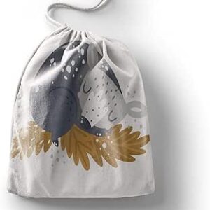 بوناميزون شنطة منتجات قطنية مطبوعة مع رباط، شنطة بقالة قابلة لاعادة الاستخدام، اكياس صديقة للبيئة وقابلة للتحلل البيولوجي، شنطة سفر، شنط تسوق، صديقة للبيئة، قابلة للطي، المقاس: 20×30 سم، قماش