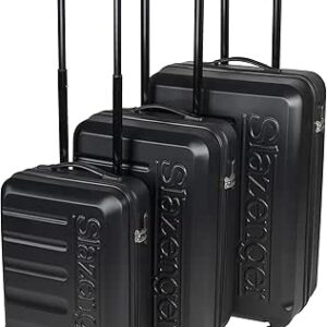 طقم كوفرست من سلازنجر - طقم كوفرست مكون من 3 قطع - مصنوع من مادة ABS - مجموعة حقائب سفر - مجموعة ادوات سفر - مجموعة هدايا قلبية - مع 4 بكرات وقلب