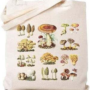 اي او اي جي دبليو شنطة توت قماشية بتصميم فطر للنساء، شنط كتف بوهو جمالية عتيقة قابلة لاعادة الاستخدام، شنطة تسوق للبقالة، ابيض