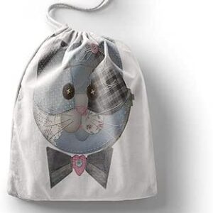 بوناميزون شنطة منتجات قطنية مطبوعة مع رباط، شنطة بقالة قابلة لاعادة الاستخدام، اكياس صديقة للبيئة وقابلة للتحلل البيولوجي، شنطة سفر، شنط تسوق، صديقة للبيئة، قابلة للطي، المقاس: 12×15 سم