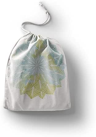 بوناميزون شنطة منتجات قطنية مطبوعة مع رباط، شنطة بقالة قابلة لاعادة الاستخدام، اكياس صديقة للبيئة وقابلة للتحلل البيولوجي، شنطة سفر، شنط تسوق، صديقة للبيئة، قابلة للطي، المقاس: 20×30 سم، قماش