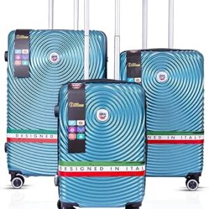 مجموعة شنط سفر كروز مكونة من 3 قطع من ام ان يو كيه | عربة بمقبض ناعم صلب مع منفذ USB وقفل عالمي | عجلات مزدوجة 360 درجة | مقصورة - 20 انش، M - 24 انش، L - 28 انش | تركواز