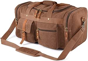 شنطة سفر قماشية كلاسيكية للرجال من اكسورس، شنطة يد كبيرة السعة لصالة الالعاب الرياضية والاماكن الخارجية وطوال الليل وعطلة نهاية الاسبوع وصالة الالعاب الرياضية وعطلة نهاية الاسبوع (اللون: لون كافيه)
