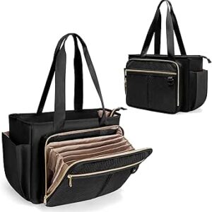 شنطة كبيرة توت للمعلمين مع جيب منظم ملفات الاكورديون من بروكفا، شنطة عمل كبيرة للنساء (تصميم حاصل على براءة اختراع)