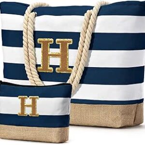 هدايا شخصية للنساء من بيكوكان، شنطة شاطئ بحروف الاولى للشاطئ، شنطة كبيرة توت مع شنطة مكياج، هدية عيد ميلاد لاساسيات السفر