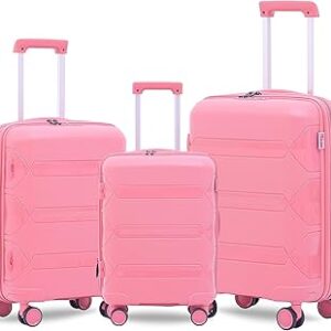 شنطة سفر من البولي بروبيلين ريفليكشن بلاتينيوم متينة وخفيفة الوزن مقبض تلسكوبي عربة امتعة عمودية قابلة للتوسيع مع 8 عجلات هادئة 360 درجة وقفل تي اس ايه مجموعة 3 قطع 20 و24 و28 انش