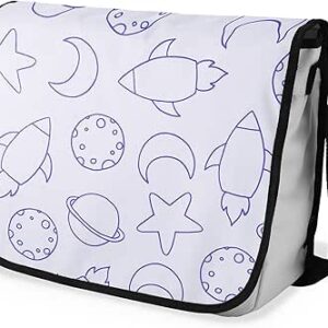 بوناميزون شنطة ماسنجر مدرسية مطبوعة رقميا مع حزام اسود للطلاب، شنطة كروس وشنطة ساعي، شنطة كتف للمدرسة، العودة الى المدرسة، المقاس: 29 × 36 سم