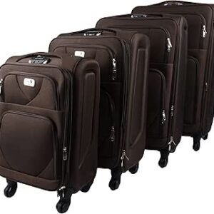 طقم من 4 حقائب امتعة مقاسات 32/28/24/20 انش CS002/4p نيو ترافيل لوحة قماشية بني