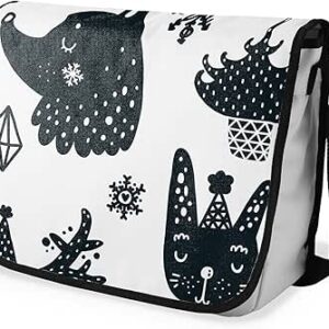 شنطة ماسنجر مدرسية مطبوعة رقمية بحزام اسود للبنات والاولاد من لو جاردين دو لين، شنطة ماسنجر للطلاب، شنط كتف مقاس 29 × 36 سم