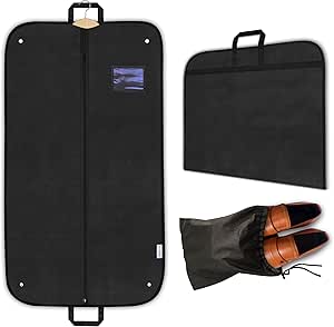 شنط حمل الملابس والبدلات من فيجن باجز تتضمن شنطة احذية قابلة للطي ومحمولة، مثالية للسفر والتخزين، اسود، 47 × 24 / 120 سم × 60 سم، شنطة ملابس للسفر