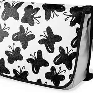 بوناميزون شنطة ماسنجر مدرسية مطبوعة رقميا مع حزام اسود للطلاب، شنطة كروس وشنطة ساعي، شنطة كتف للمدرسة، العودة الى المدرسة، المقاس: 29 × 36 سم