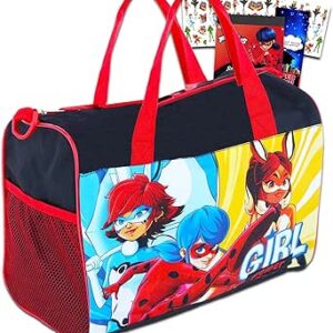 شنطة دافل للاطفال من ميراكيلوس ليدي باج - حزمة مع شنطة سفر ميراكيلوس ليديباج مقاس 17 انش بالإضافة إلى ملصقات والمزيد (شنطة ميراكيلوس ليديباج للبنات)، البوليستر، أصفر