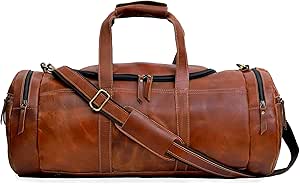 شنطة دفل من الجلد مناسبة للسفر وصالة الالعاب الرياضية والطائرة والامتعة وعطلة نهاية الاسبوع والليل، لون بني داكن، من كويرو