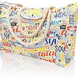 شنطة شاطئ للنساء من كاسمي، شنطة كبيرة جدا للشاطئ، شنطة سفر مقاومة للماء والرمل لحمام السباحة وصالة الالعاب الرياضية